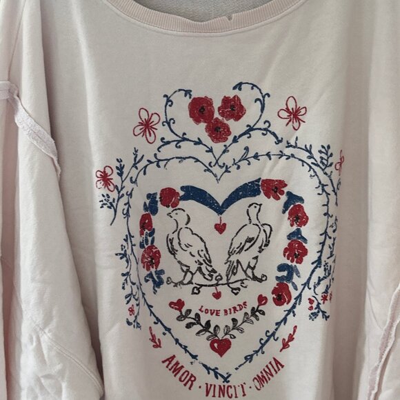 NWT FREE PEOPLE ~ LOVE BIRDS CAMDEN GRAHIC SWEATSHIRT ~ XL ~ $198 - Picture 5 of 9